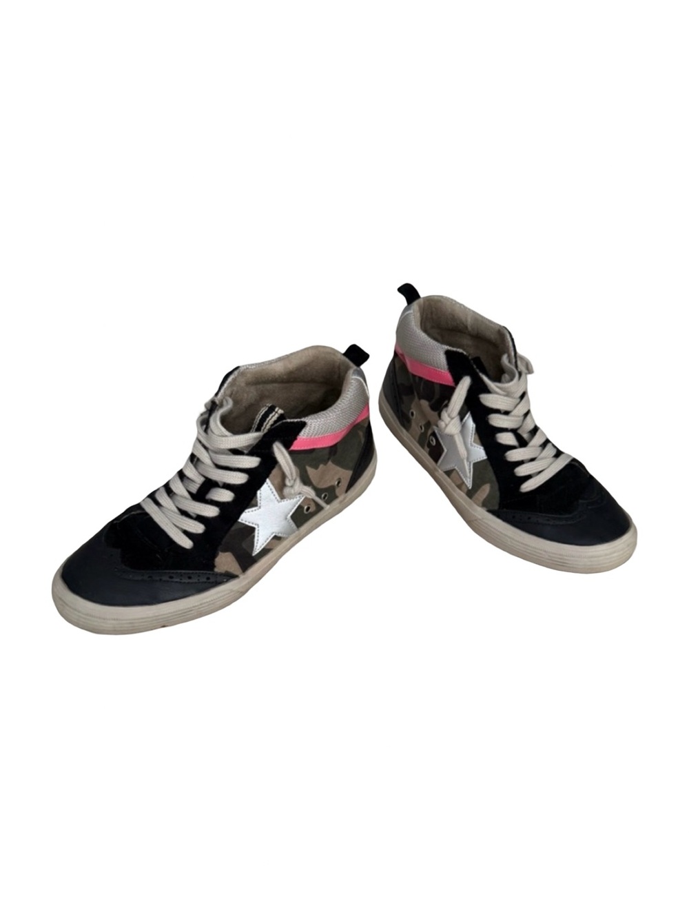 ShuShop Camo High-Top Sneakers with Pink Accent